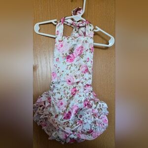 Floral Pink and White Ruffled Dress